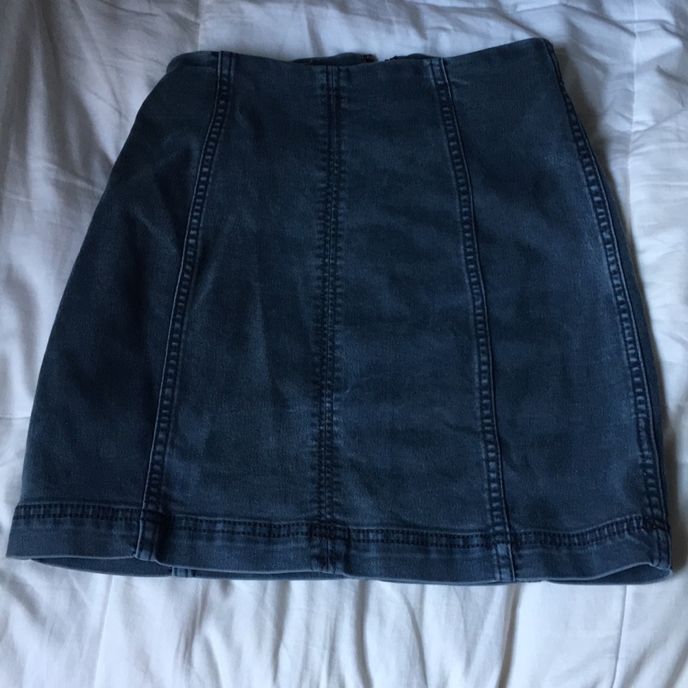 Free People Navy Blue Denim Skirt Size 0